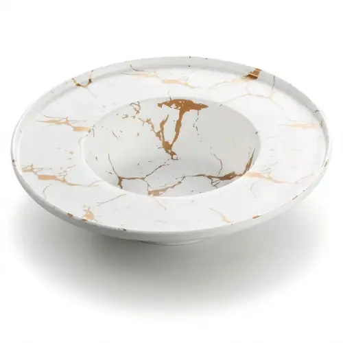 Assiette à Spaghetti Effet Marbre en Melam