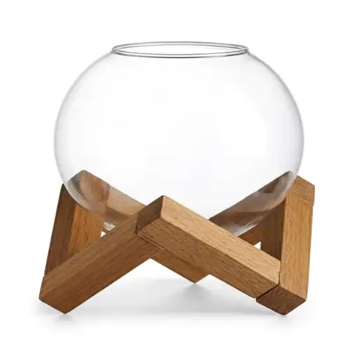 Bol en Verre avec Support en Bois 475 ml
