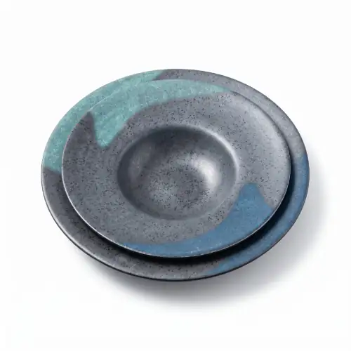 Assiette Creuse en Mélamine Noir Ø 29×16×5.5