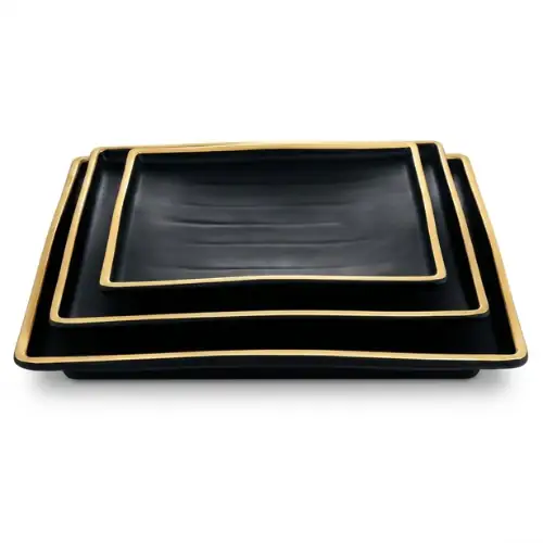 Assiette Creuse Carre en Mélamine Noir 29