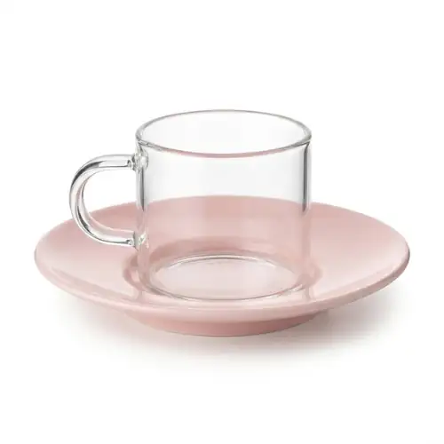 Verre à Café en Verre et sous Tasse en PO