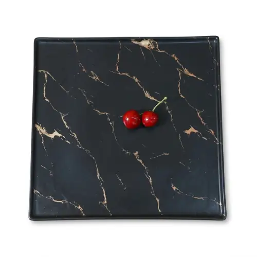 Assiette Carre en Porcelaine Noir Ø 26 cm