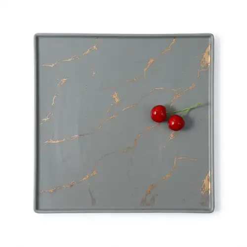 Assiette Carre en Porcelaine Gris Ø 26 cm