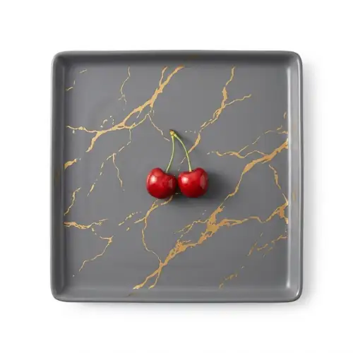 Assiette Carre en Porcelaine Gris Ø 24 cm