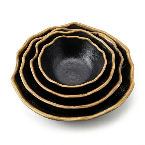 Assiette Coquillage en Mélamine Noir Filet