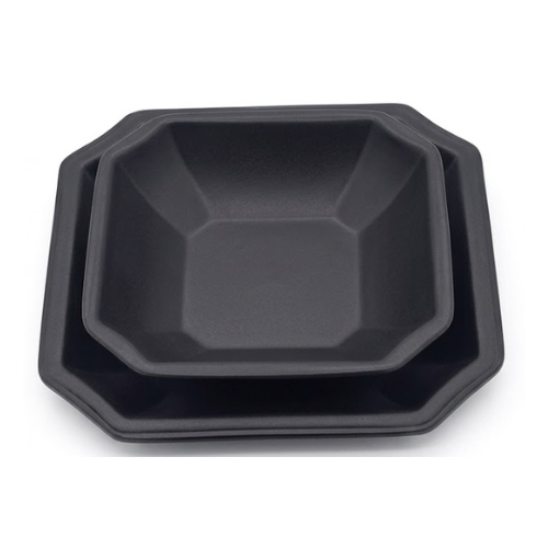 Assiette Carre en Mélamine Noir Ø 19.2×19.2×
